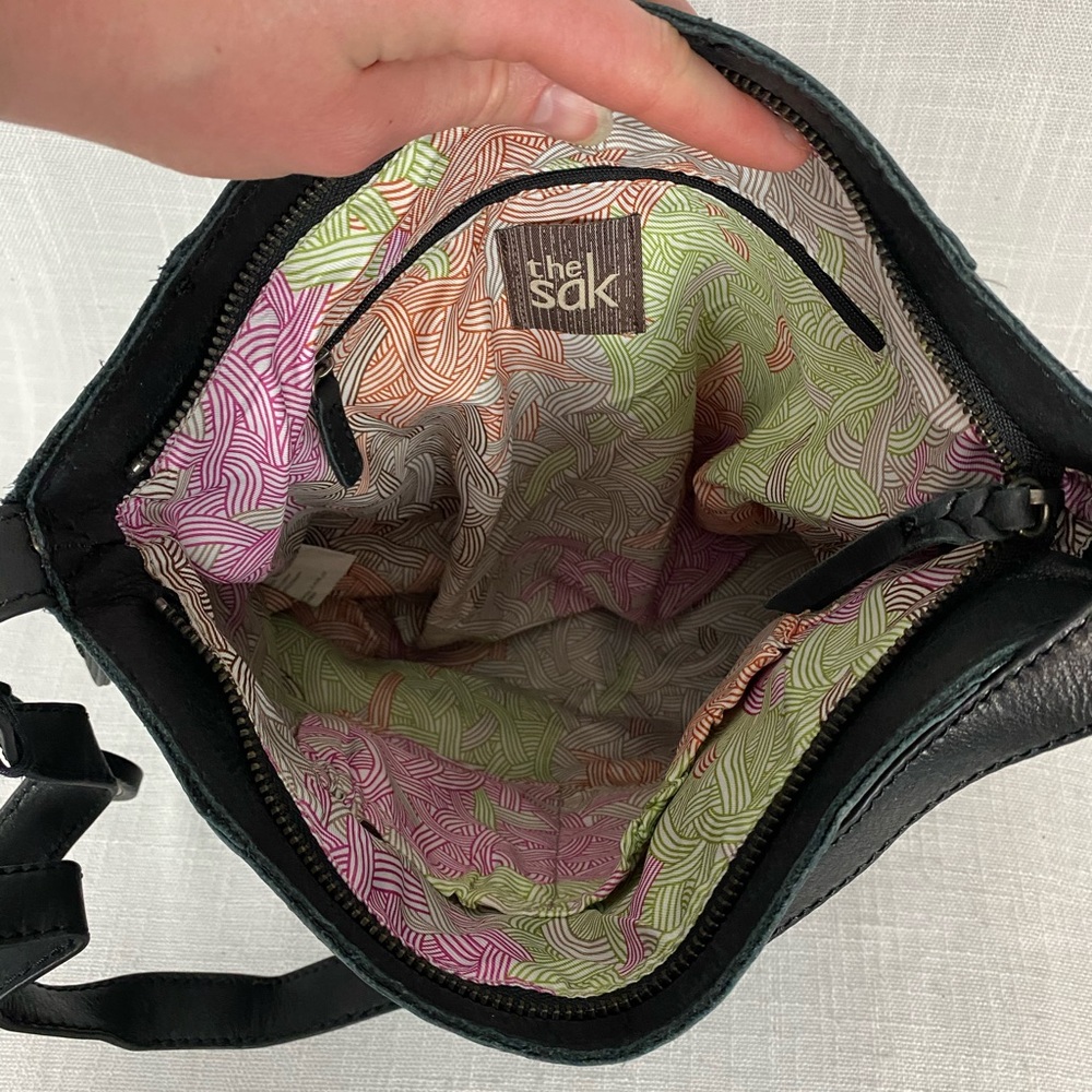 COPY - The Sak Black Leather Stitched Shoulder Bag - Picture 2 of 7